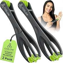 Dual Finger Massager - 2 Pack - Hand Massage Roller for Fingers, Knuckles, Palm, Wrist - Manual Trigger Point Therapy Tool for Cramps, Arthritis, Carpal Tunnel, Sore Muscles, Pain Relief - by Cozlow