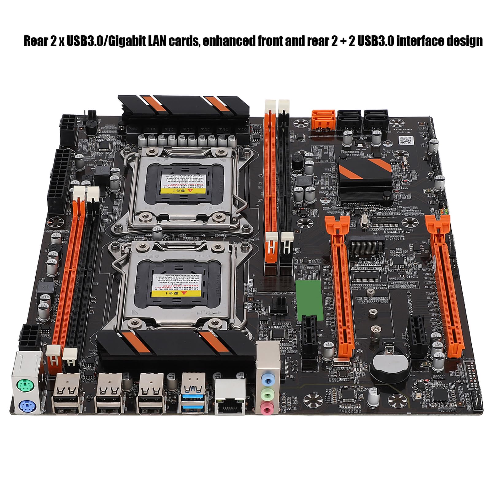 Wendry Carte mère de bureau, 2 x USB 3.0/Gigabit LAN X79, mémoire DDR3 à quatre canaux, avec câble SATA (double prise)