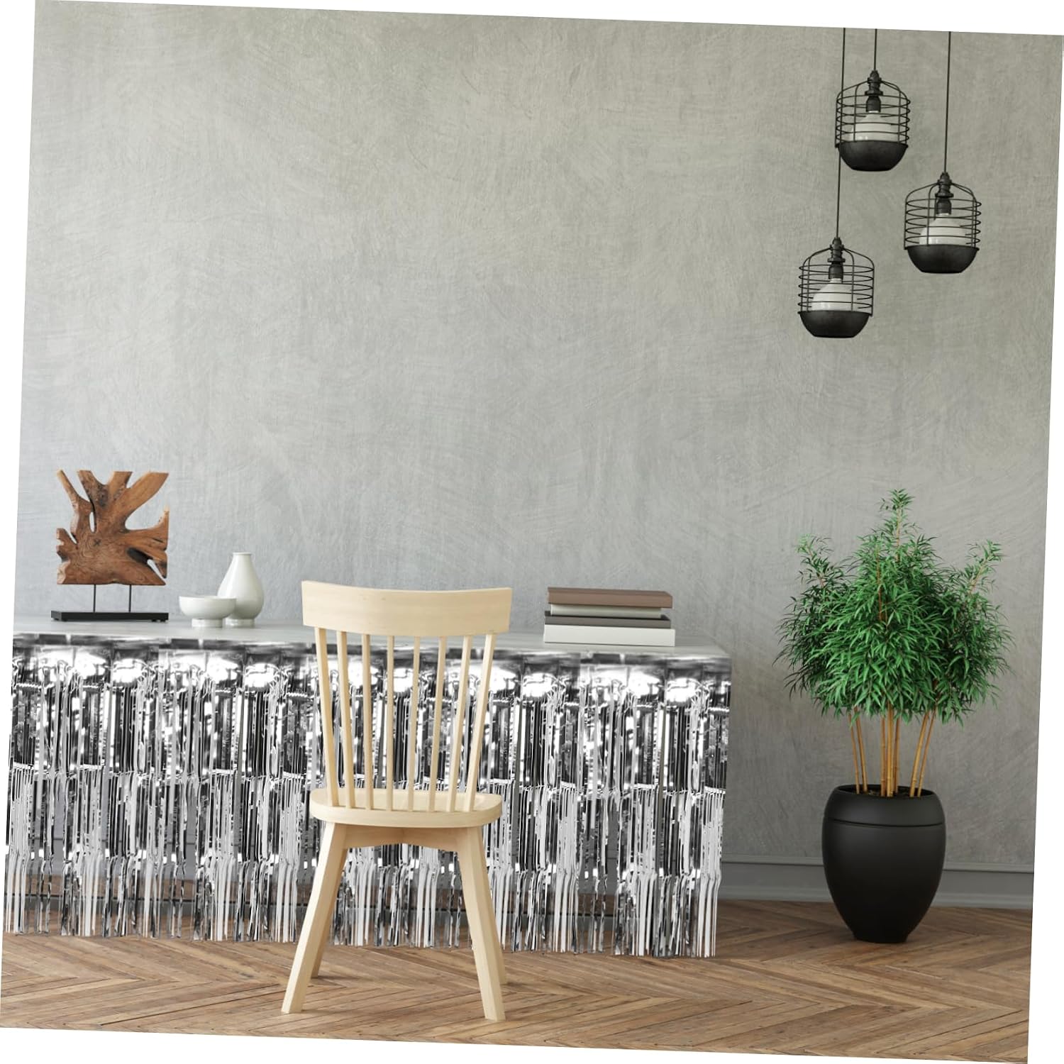 Silver PVC Table Skirt for Party Decorations Halloween Season