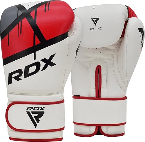 RDX Guantes de boxeo EGO, Sparring Muay Thai Kickboxing MMA Heavy Training Mits, Maya Hide Leather Ventilado, soporte largo, almohadillas de
