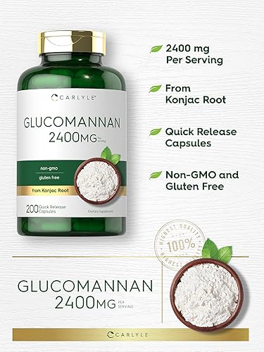 Miniatura 4 de Carlyle Cápsulas de glucomanano | 200 unidades | Píldoras de fibra soluble | Suplemento sin OMG, sin gluten