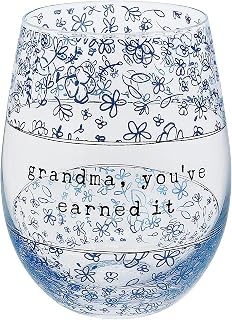 Pavilion Gift Company - Grandma-18 ounce Stemless Wine Glass, Grandma Gifts From Grandkids, Mothers Day Gifts For Mimi, Women, Her, Gifts For Nana, 1 Count, Pack of 1, 5.5 x 3.5 inches