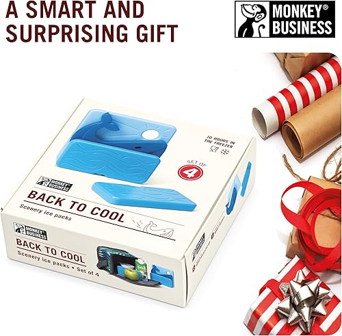 Miniatura 6 de Monkey Business Back To Cool - Juego de bolsas de hielo, 4 bolsas de hielo reutilizables para loncheras y bolsas enfriadoras, colorida bolsa de