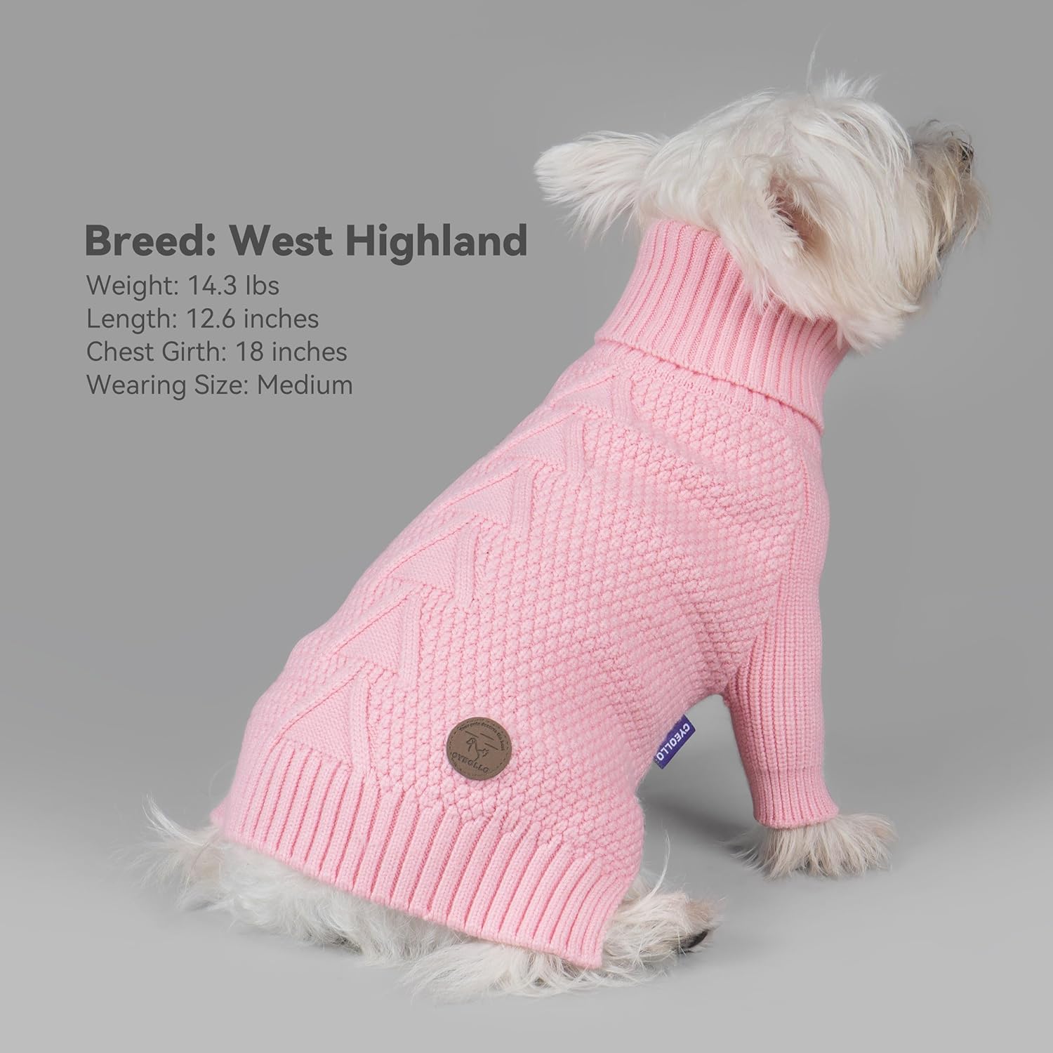cyeollo Turtleneck Dog Sweater Soft Knitwear Pullover Sweaters with Long Sleeves Pet Clothes for Cold Weather Pet Small Dog Sweaters,Pink, XL