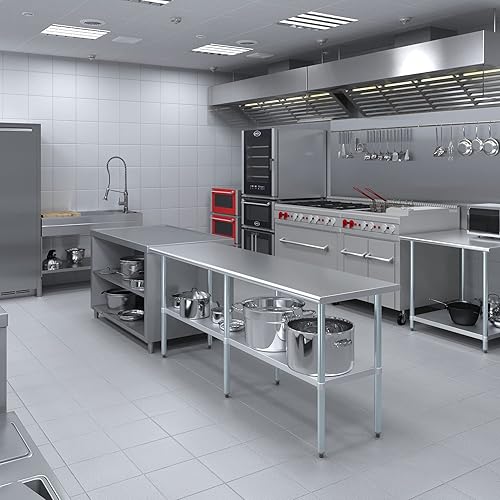 Vista 83 de AmGood Mesa de trabajo de acero inoxidable de 18 pulgadas x 36 pulgadas Mesa de preparación de alimentos de cocina de metal NSF