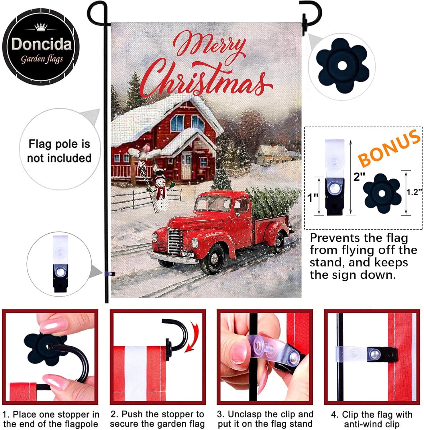 Doncida Seasonal Garden Flag Set of 12 Double Sided 12x18 Inch, Holiday Valentines Day St Patricks Day Garden Flag for Outside, Small Yard Flags for the Entire Year, with Free Anti-Wind Clip and Stopper - Image 3