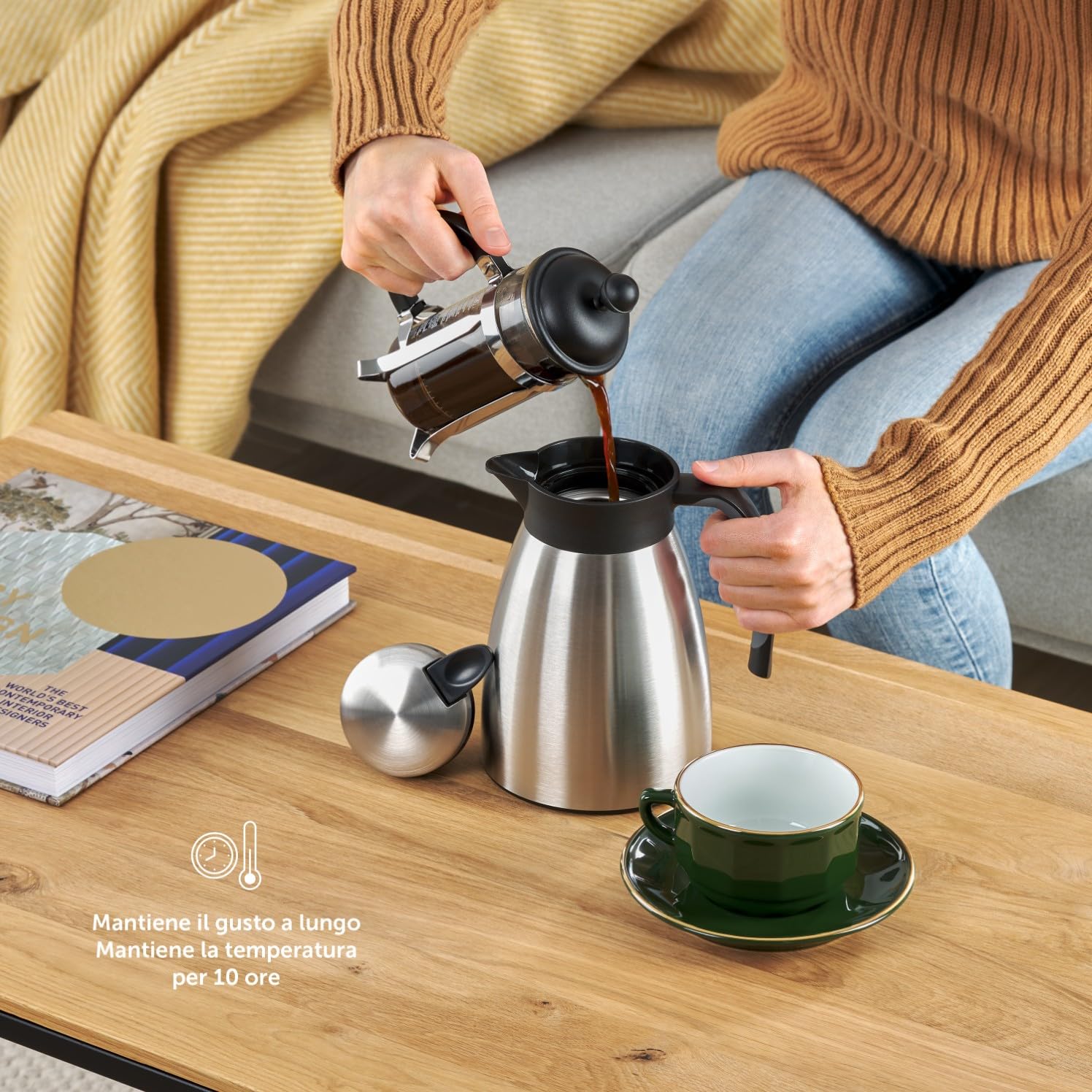 Blumtal caraffa Termica 1 litro - Thermos Acqua Calda Senza BPA con Sistema di Chiusura Quick Tip - caraffa Termica caffè e tè a Prova di perdite per Un Isolamento di Lunga Durata - Thermos 1l acciao