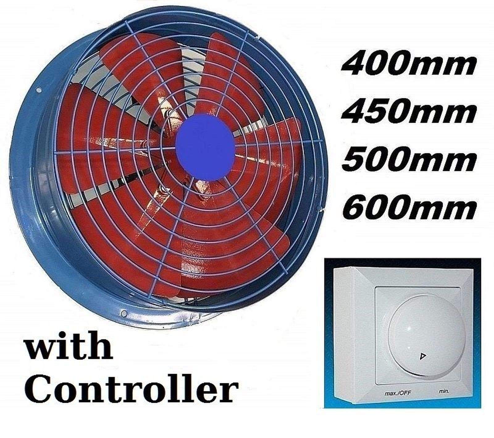 Uzman-Versand RAF-300mm Wandventilator mit REGLER Axial Wand Fenster Tür Ventilator Lüfter Gebläse Metalllüfter Einbauventilator Axialventilator Kühlungsventilator Axiallüfter