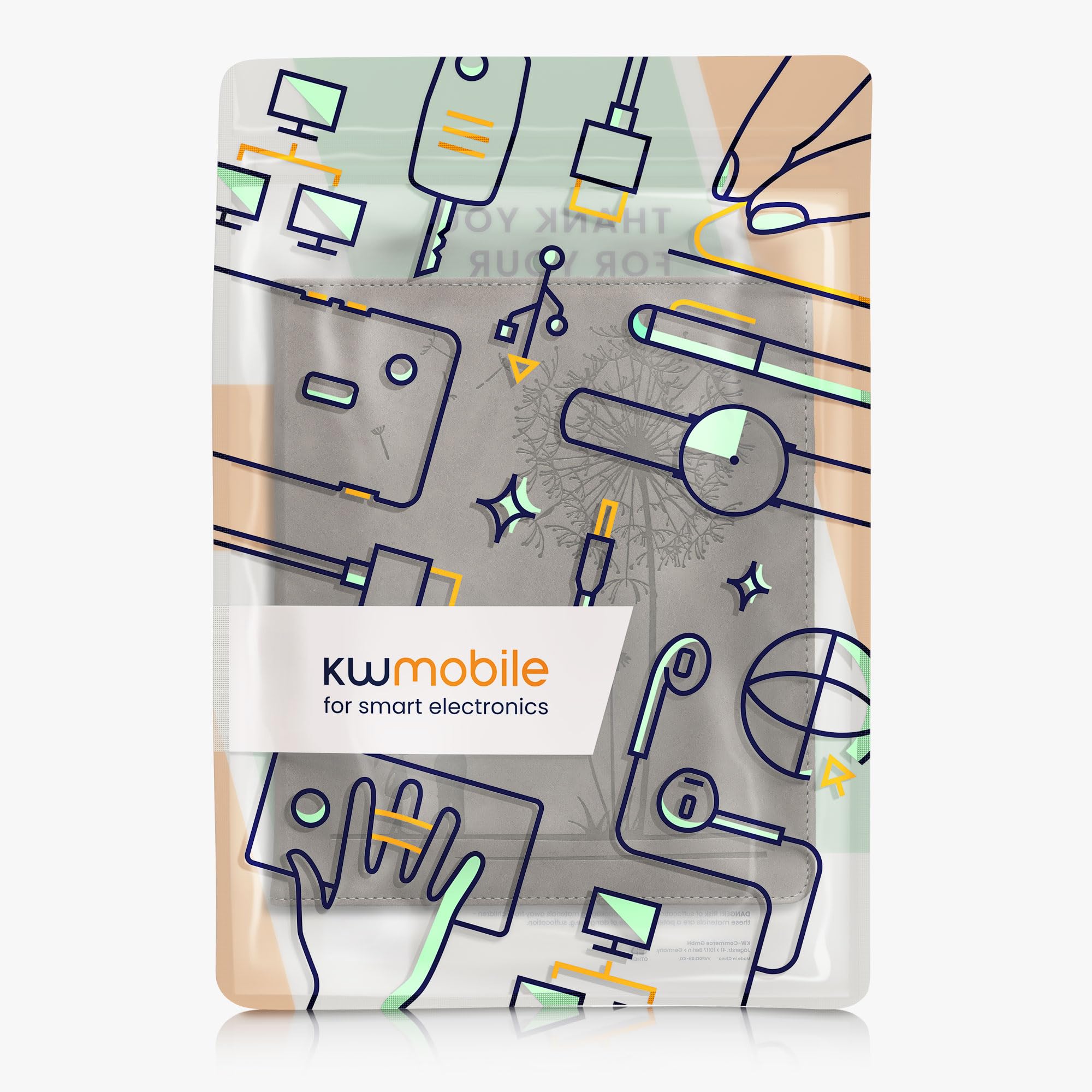 kwmobile Schutzhülle kompatibel mit Amazon Kindle Scribe (2022/2024) Flip Hülle - Cover mit Handschlaufe - Pusteblume Love Grau