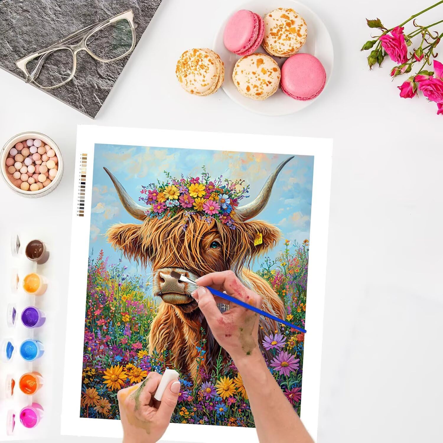 WEISHIWE Dipingere con i Numeri Adulti Mucca highland, 80x100cm s-273 | Paint by Numbers Kit con Pennelli e Acrilico Pigmento, Fai da te Olio La Pittura di Numeri Kit, Decora la Casa, senza Cornice