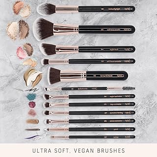 Niré Beauty Artistry Set de brochas de maquillaje profesionales: brochas de maquillaje veganas con soporte para brochas de...