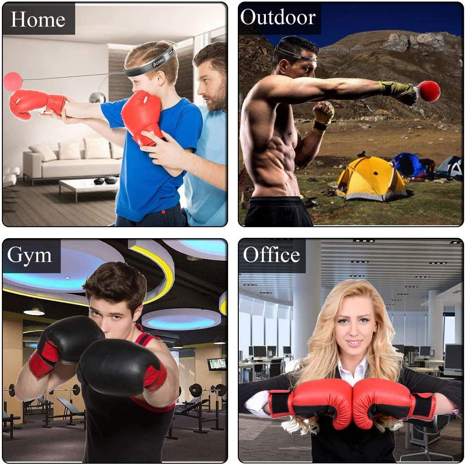 NZQXJXZ Set De Balles De Réflexe De Boxe Avec Bandeau Pour Adultes, 4