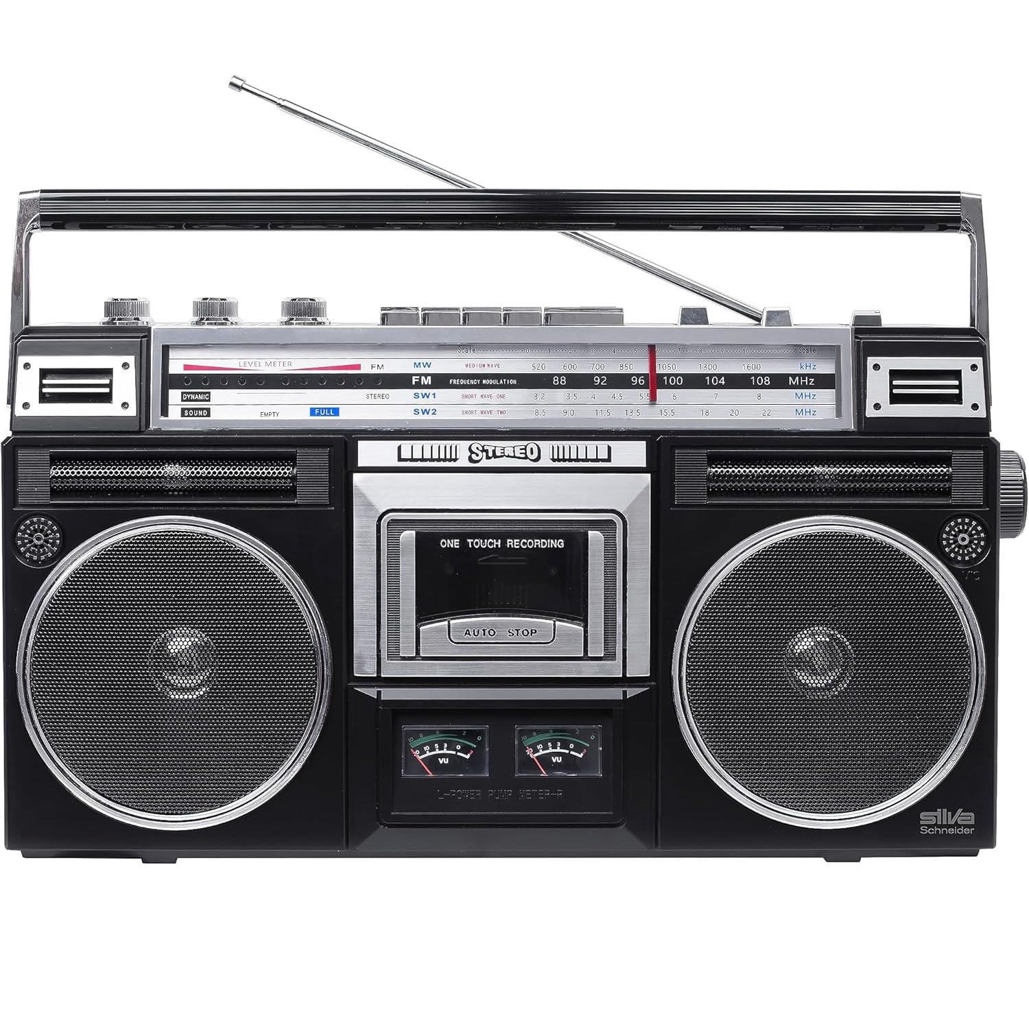 Retro Boombox Portable Stereo, Radio Cassette Recorder & Tape Player, with MP3 & AM/FM Radio, and USB, SD Card, & Bluetooth Functions, Model PCR 1980 BT