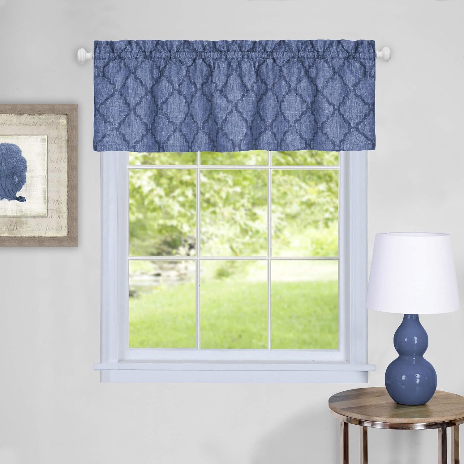 ACHIM Colby Tier and Valance Set 58 x 36/58 x 14 - Blue