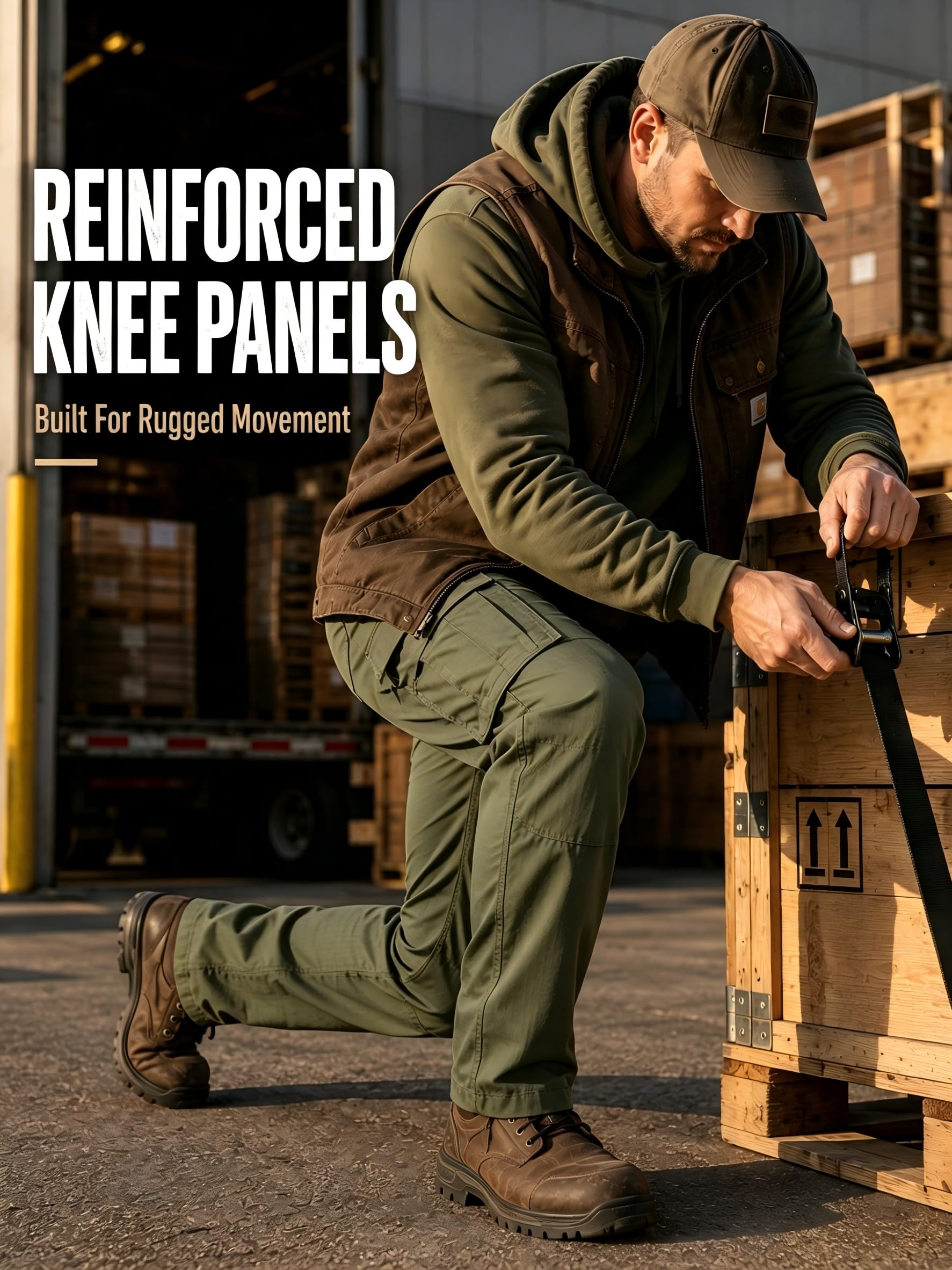 ZITY Pantaloni Cargo Uomo Tattici Ripstop con Multi Tasche, Pantaloni Outdoor da Lavoro per Trekking Escursionismo e Uso Quotidiano