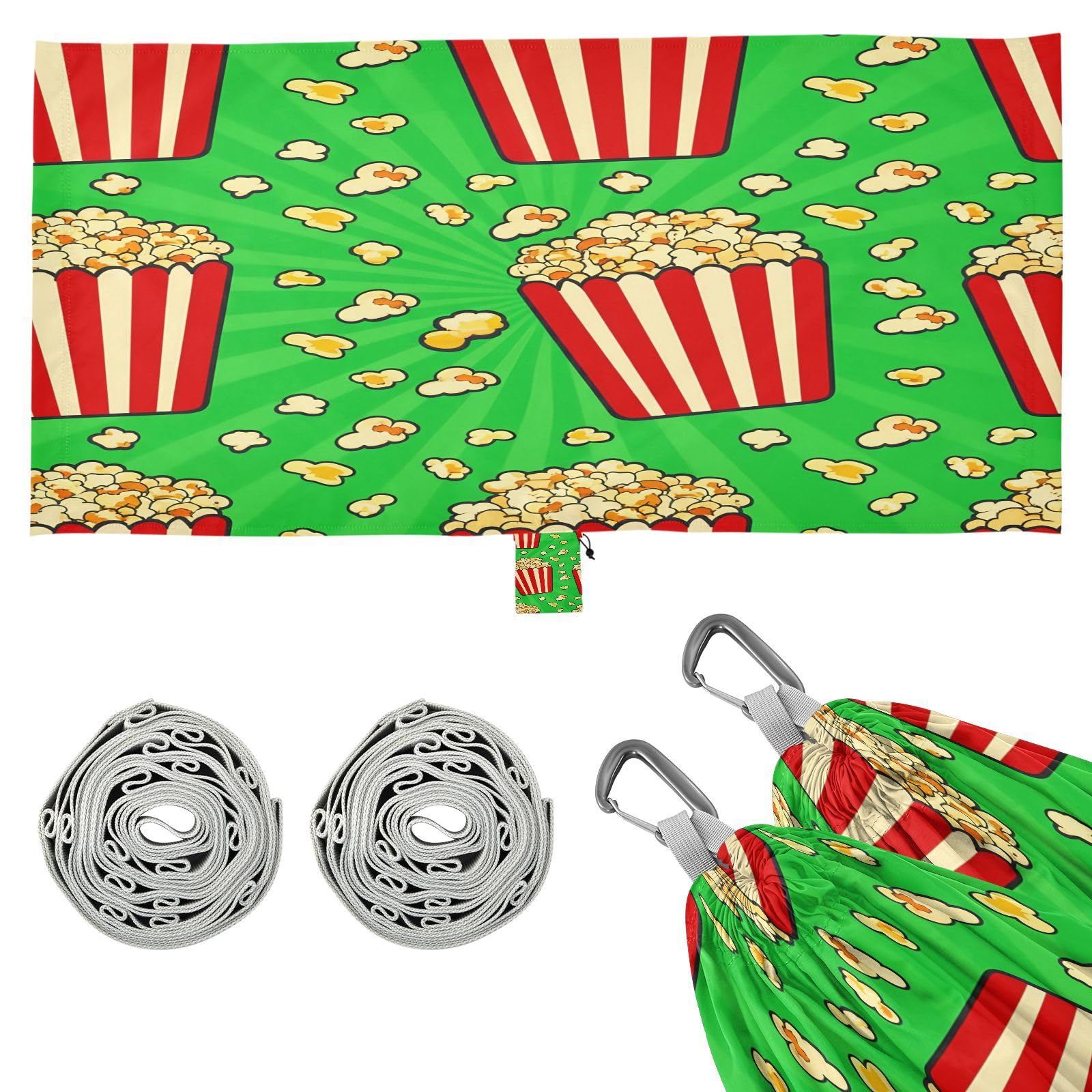 ATTX Doodle Popcorn Camping Hammock - Lightweight & Portable Hammocks, Heavy Duty 330lbs Capacity for Indoor, Hiking, Backpacking, Travel, Backyard, Beach#164