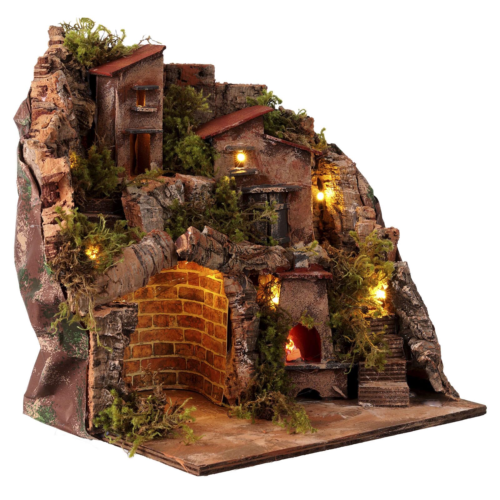 Holyart Crèche Napolitaine: Décor avec étable et Four 40x35x30 cm crèche napolitaine 10-12 cm