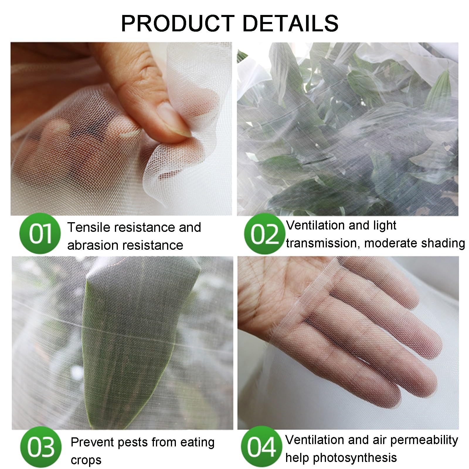 Filet Anti Insectes, Réutilisable Filet Anti Grele, Filet Anti Pigeon, Filets pour Protection Jardin Idéal pour Protéger Les Jardins Potagers, Plantes Fruits Fleurs Légumes(2mx15m)