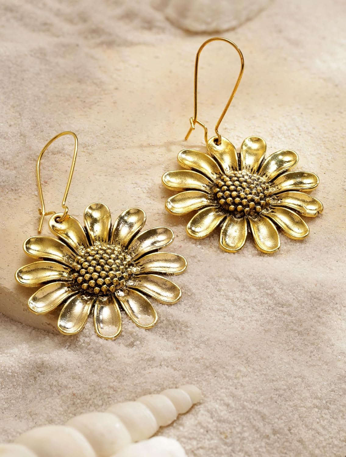 MINACHI Boho Vintage Summer Gold Plated Sunflower Drop Dangle Earrings Jewelry Gift for Women - Image 3