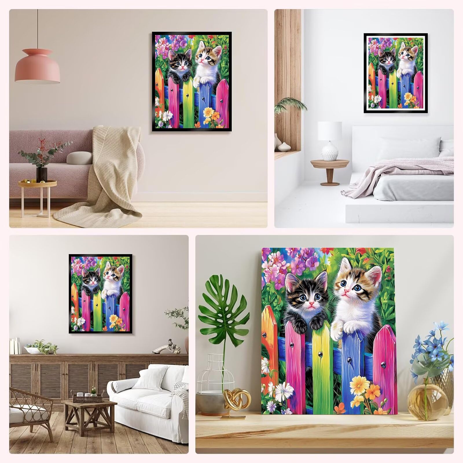 Malowanie kotów po numerach, dla dorosłych, zwierzę, dorosły, do malowania po numerach, 71 x 100 cm, bez ramy, zestawy obrazów olejnych DIY z 3 pędzlami i farbą akrylową, do dekoracji ścian pokoju