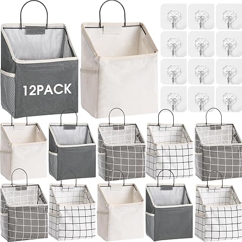 12 bolsas de almacenamiento para colgar en la pared, bolsa organizadora para colgar en la pared con ganchos, cesta colgante de pared con bolsillo,