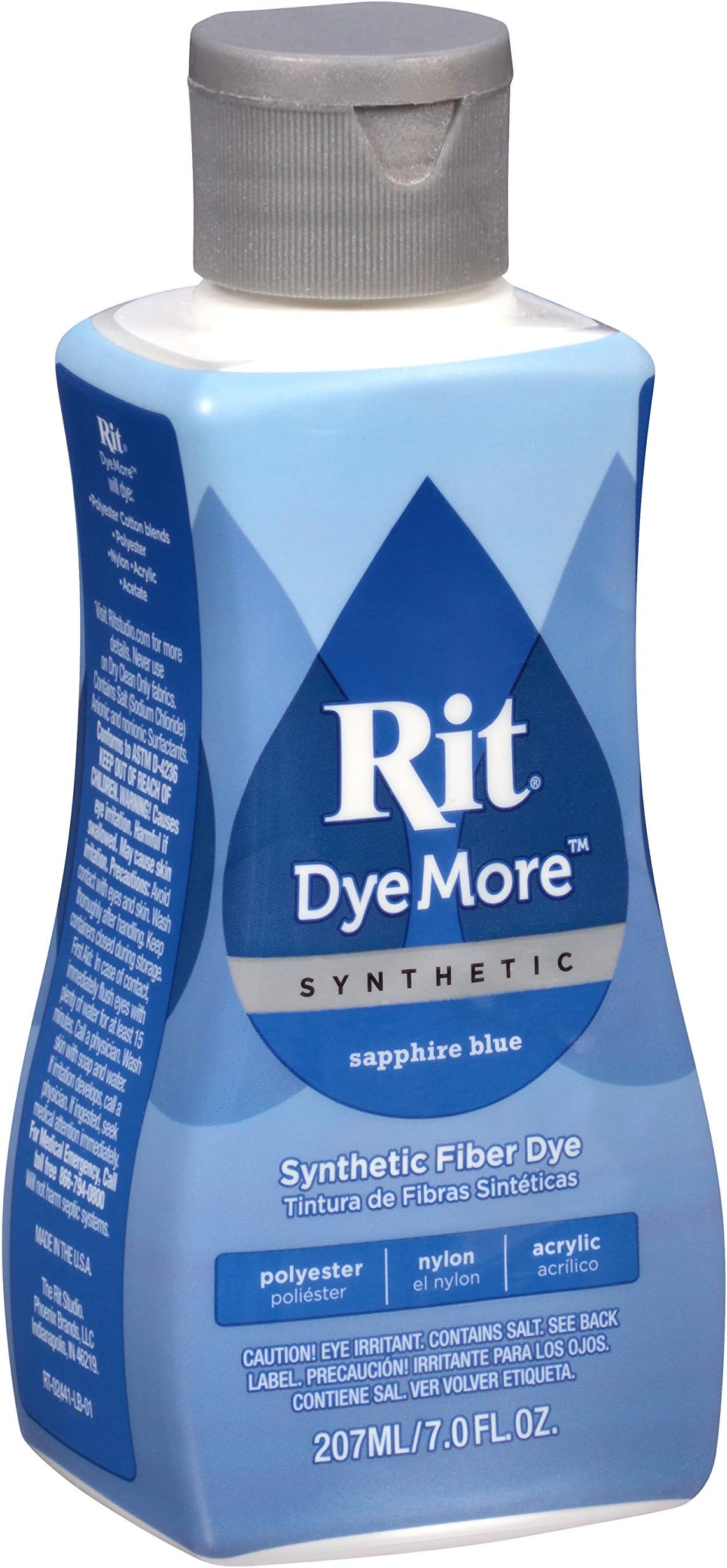 Rit DyeMore Liquid Fabric Dye for Synthetic Fabrics 207ml - 13 Colours (Sapphire Blue)