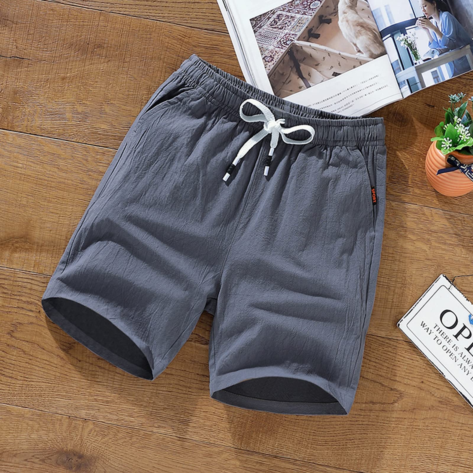 amropi Homme Lot de 3 Short Cargo à Taille Élastique Shorts Sport Pantalon Court avec Poche