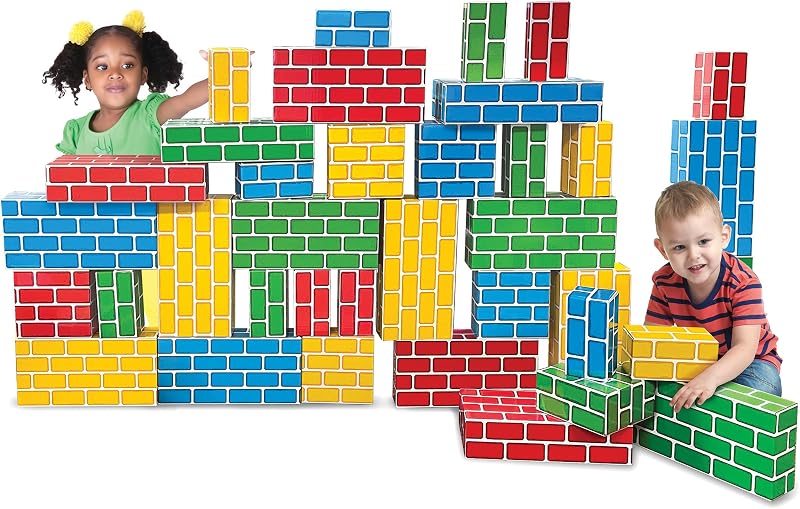 Heavy-Duty Cardboard Building Blocks – 40-Piece Set, Supports 150 lbs – Easy-to-Clean, Sturdy, Colorful – Large, Medium & Small Sizes