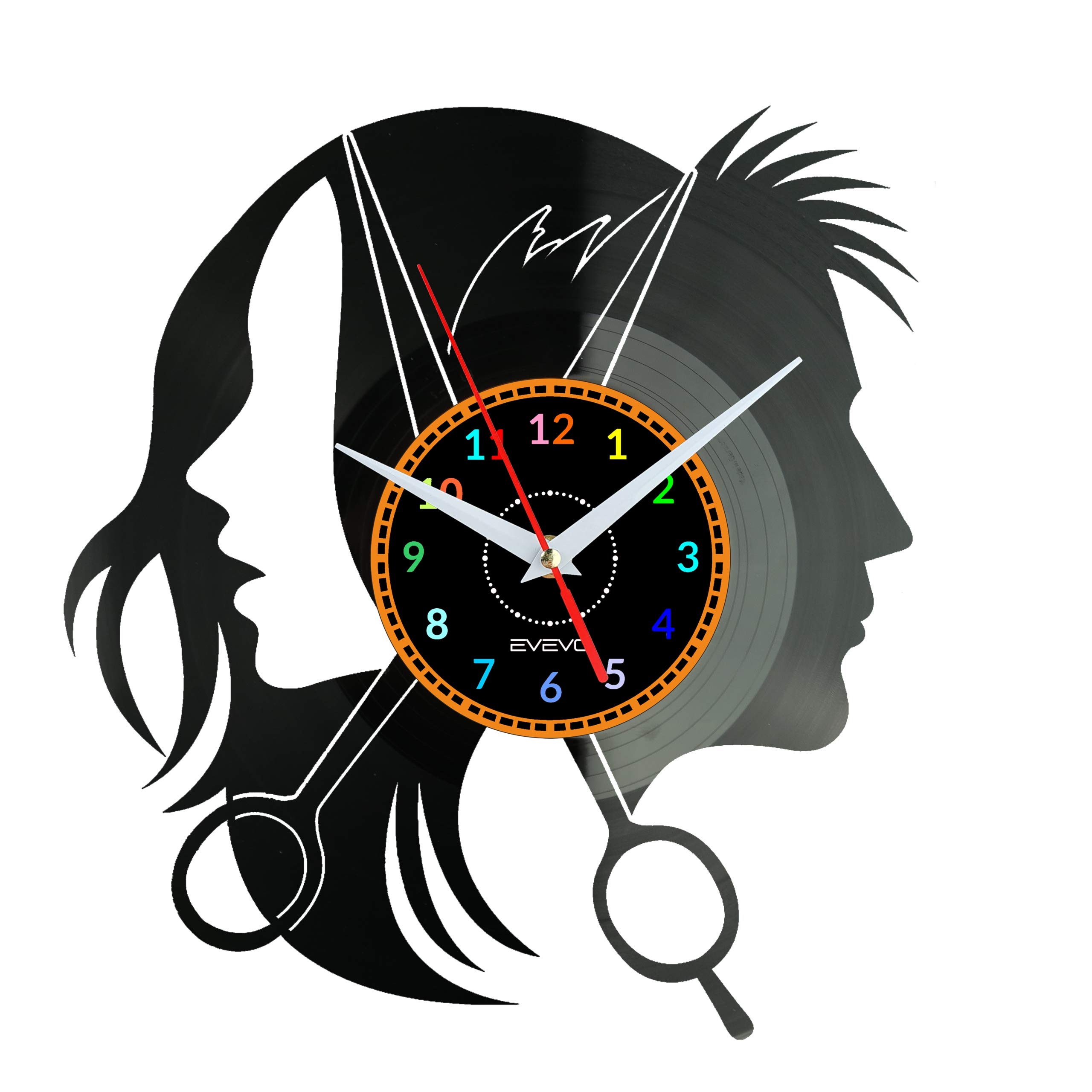 Horloge murale en disque vinyle pour salon de coiffure et barber shop EVEVO