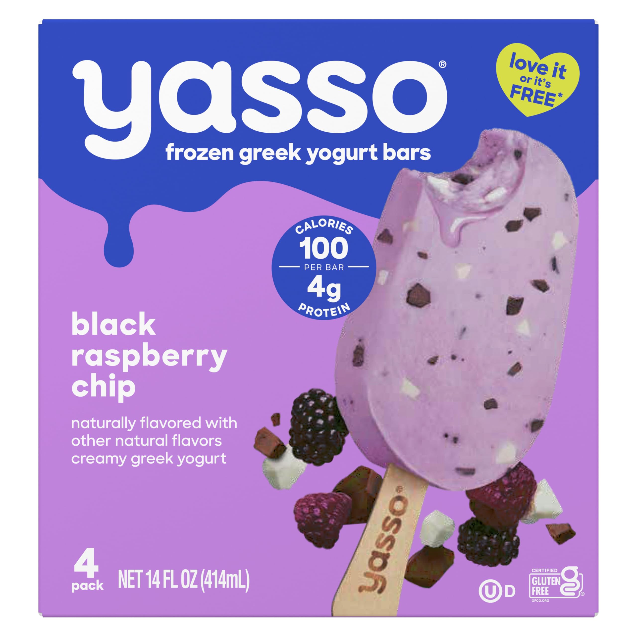 Amazon.com: Yasso Frozen Greek Yogurt Bars Black Raspberry Chip 4