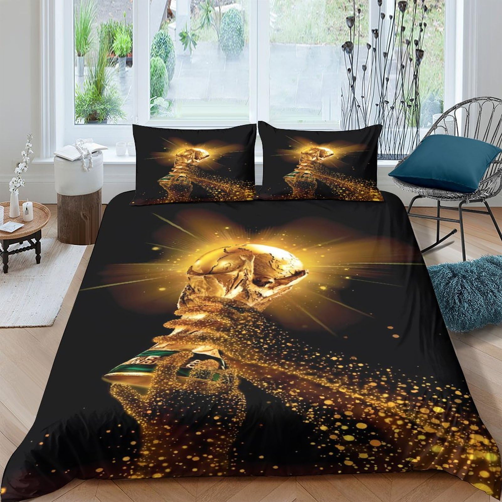 Ctjqhvkz Style-1 3D Printed Golden Lion Fitted Sheet Microfiber Bedroom Decor Black Gold Mattress Cover For Home Dorm Guest Room Single（135X200cm）