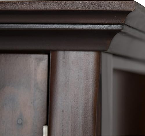 Miniatura 10 de SIMPLIHOME Acadian - Armario de almacenamiento mediano de transición de madera maciza de 39 pulgadas de ancho en marrón moreno, con 2 puertas de