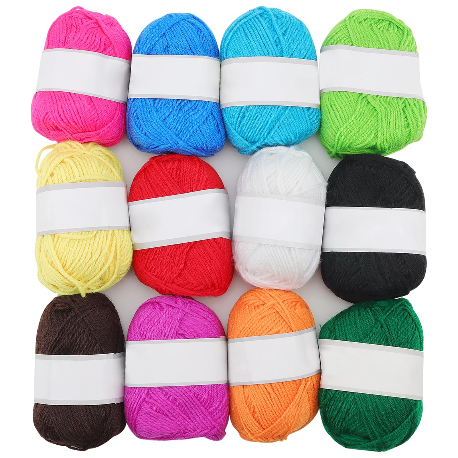 ZEONHEI 12 x 50g Acrylic Wool Yarn, Double Knitting Yarn, 12 Multi Coloured Crochet Wool Weaving Yarn for Beginners, Wool Crafts, DIY Projects, 100m Long per Roll