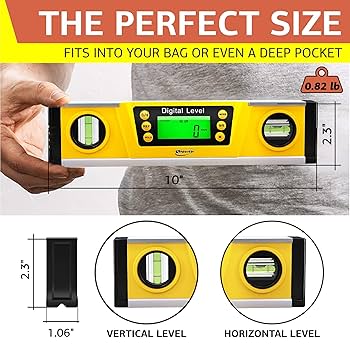 ®️iuo★ Shefio Digital Level - 10 Inch Torpedo Level And Protractor