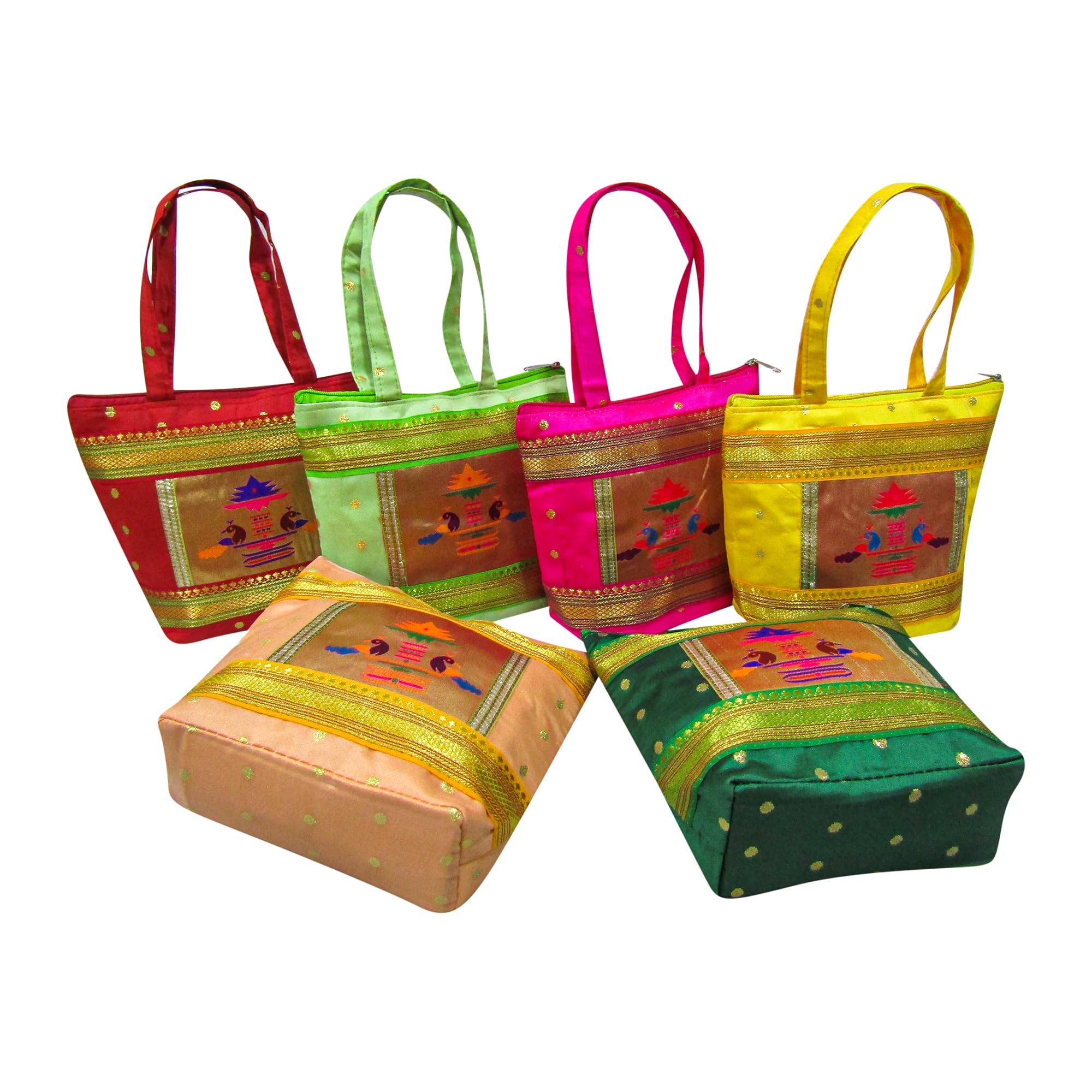 Traditional Paithani Purses For Wedding Return Gift Women Wholesale Bridal Giveaways potli Bag With Zipper For Ladies Baby Shower Shagun Purse Gifting Haldi Mehandi-image-8