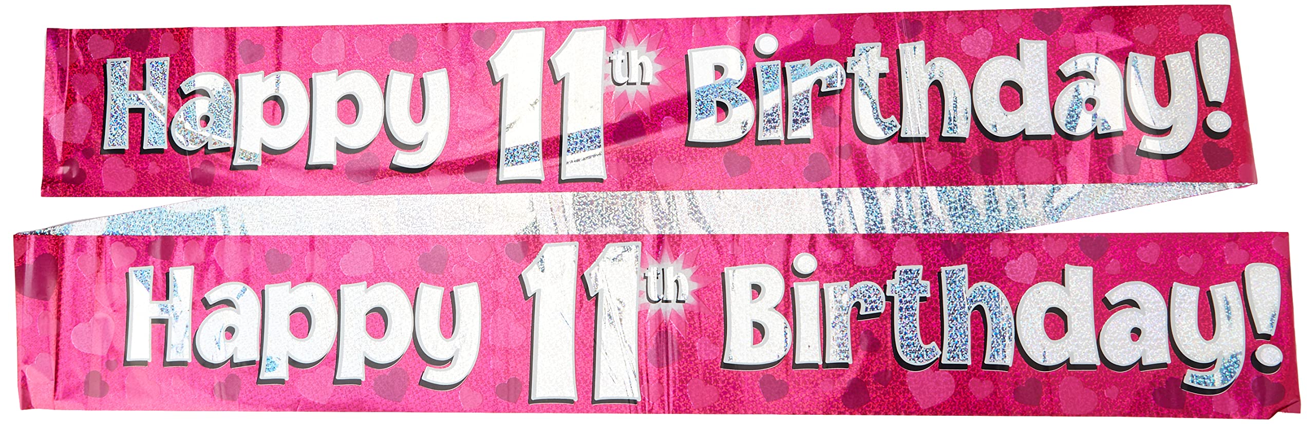 Oaktree Pink 9Ft Banner Happy 11Th Birthday Holographic