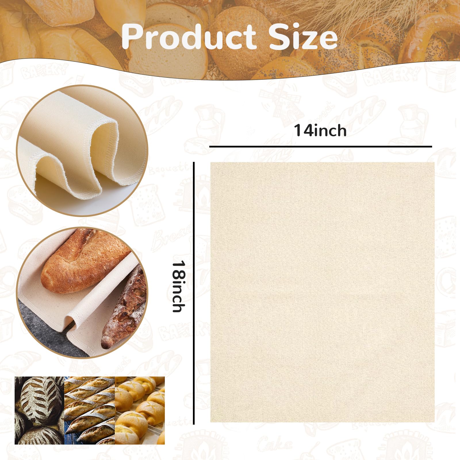 2-Pack Bread Proofing Cloths – 18x30 Inch Linen & Cotton, Non-Stick, For Baguettes & Loaves