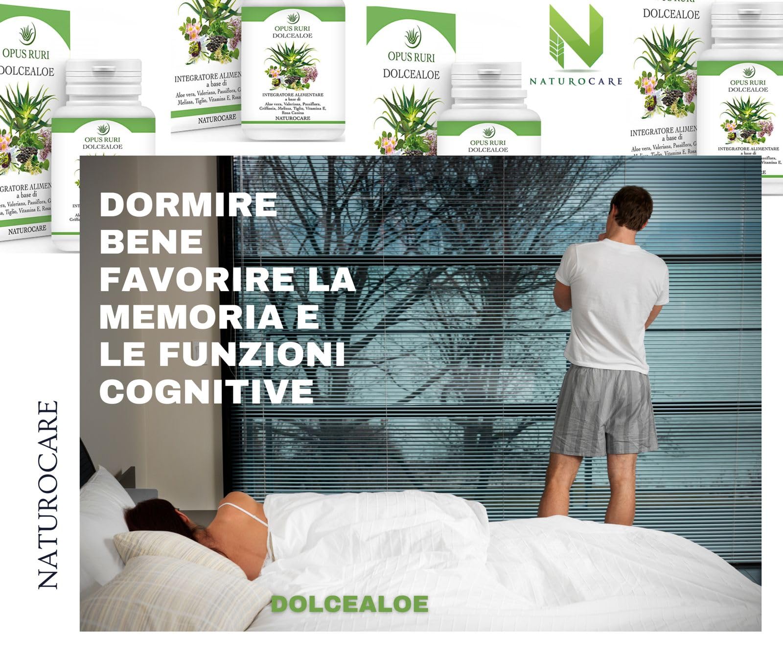 OPUS RURI DolceAloe – Integratore Alimentare con Passiflora, Valeriana, Melissa, Griffonia e Vitamina E - 90 Capsule Vegetali - Integratore Sonno e Benessere Mentale - Made in Italy