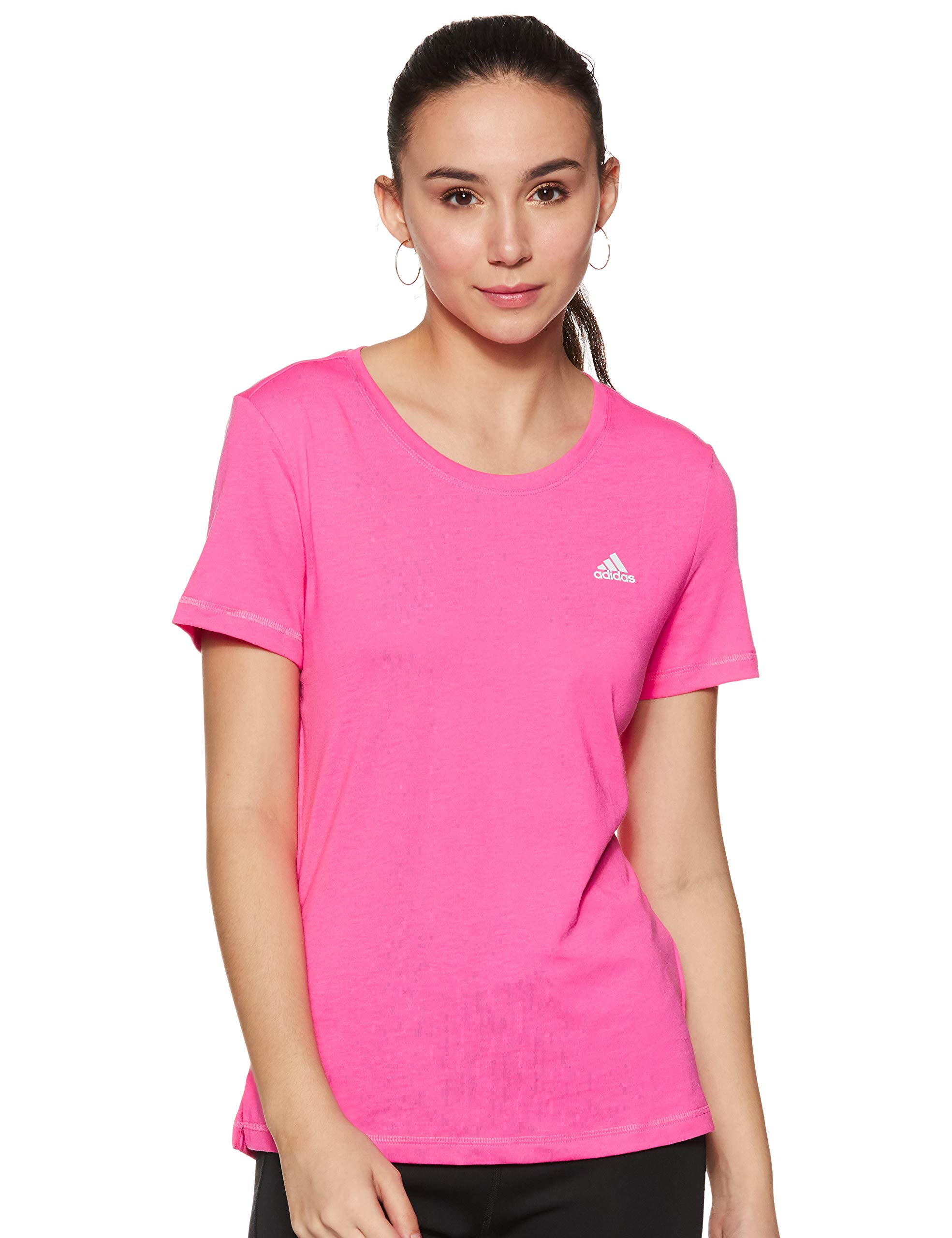 Adidas Women Cotton Solid Slim Fit T-Shirt in neutral