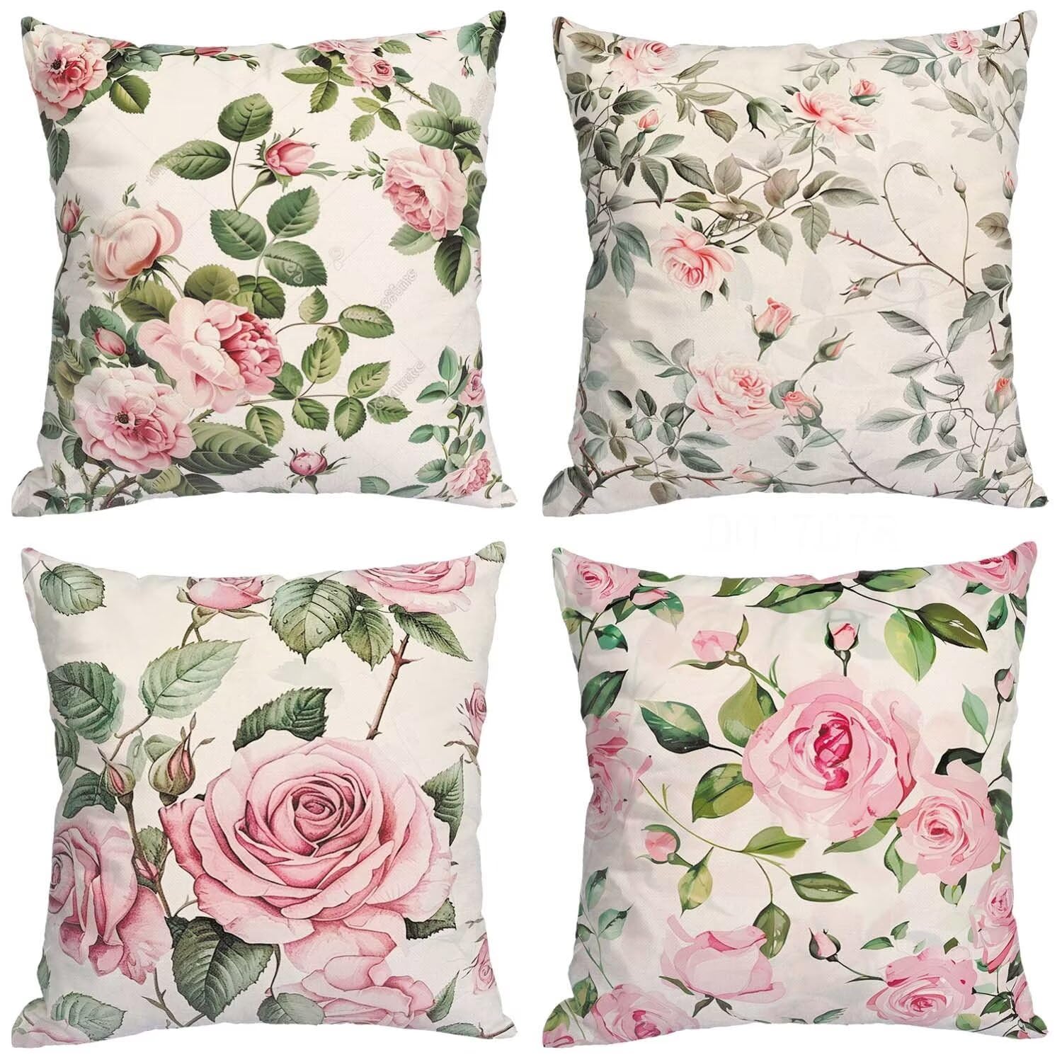 Fundas Cojines SuavesFlores Fundas Cojines Cuadradas Suaves Funda Almohada Cojines Suaves Sillas Jardin para Oficina Jardín Cama Sofá Banco Interior o Exterior Juego de 4 Funda Cojin Hoja mu-451