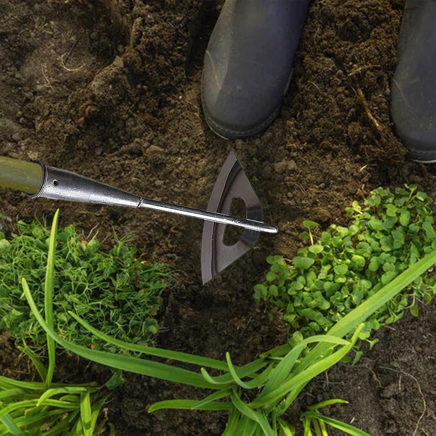 2Pcs All-Steel Hardened Hollow Garden Hoe, Durable Long Handle Weeding Tool for Backyard, Farm Planting, Loosening Soil, Sharp Weed Puller Tool for Gardening