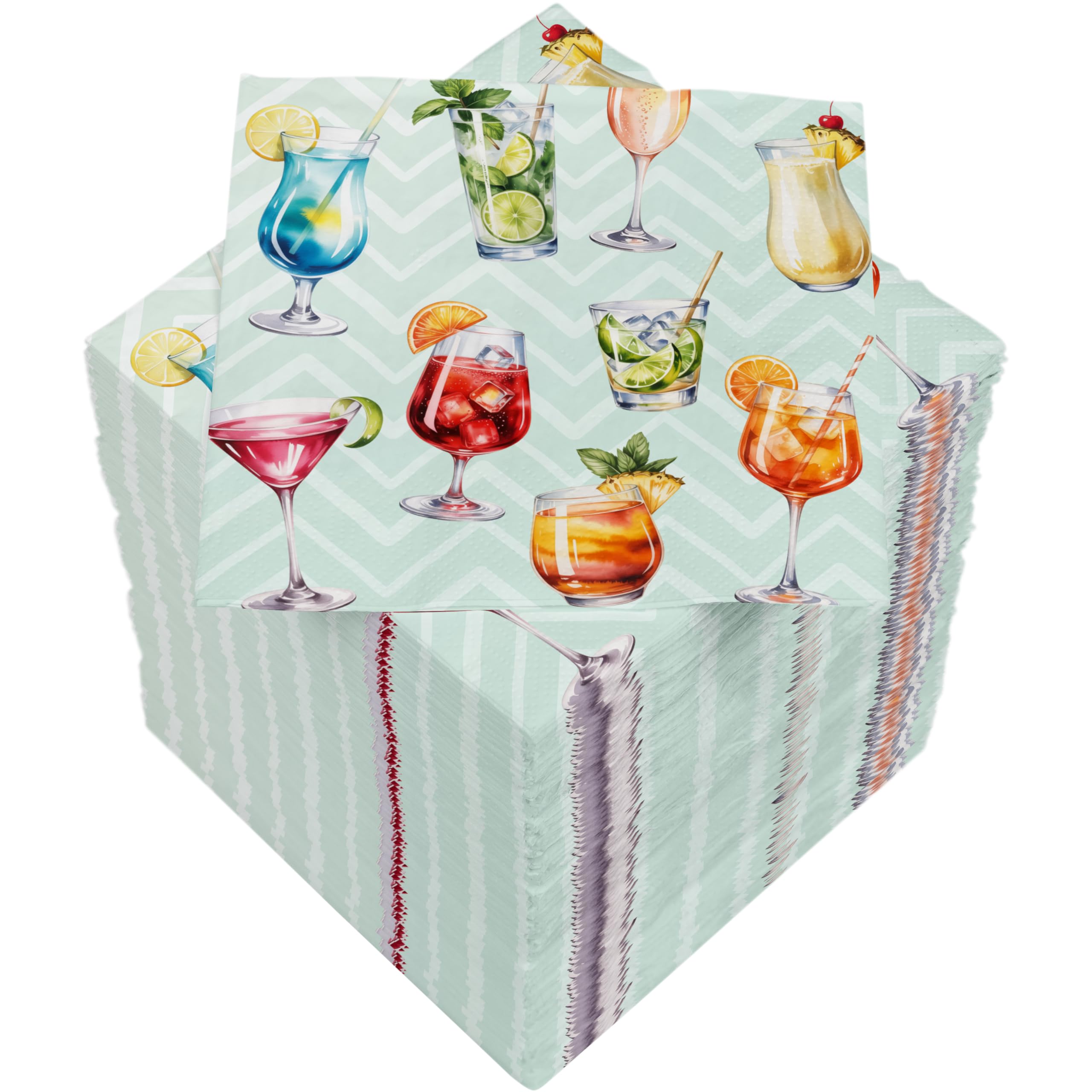 HEKU Cocktail Glasses, Cocktail Napkins, 3-ply, 25 x 25 cm, Pack of 150, Stylish Design, Ideal for Celebrations, Practical Packaging, Wide Selection