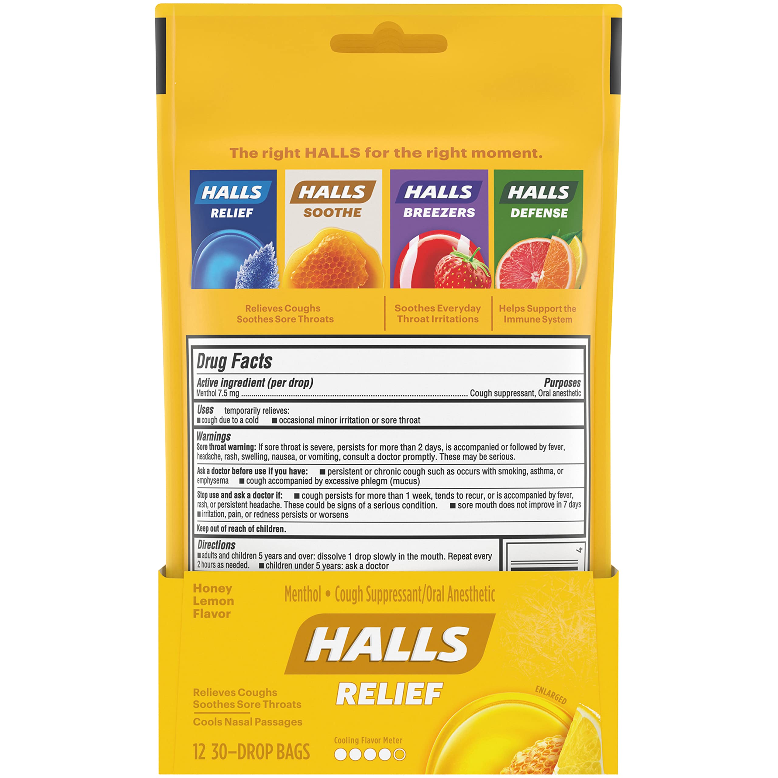 Buy Halls Relief Cough Drops, Honey Lemon, (30 Count) Pack of 12 Online