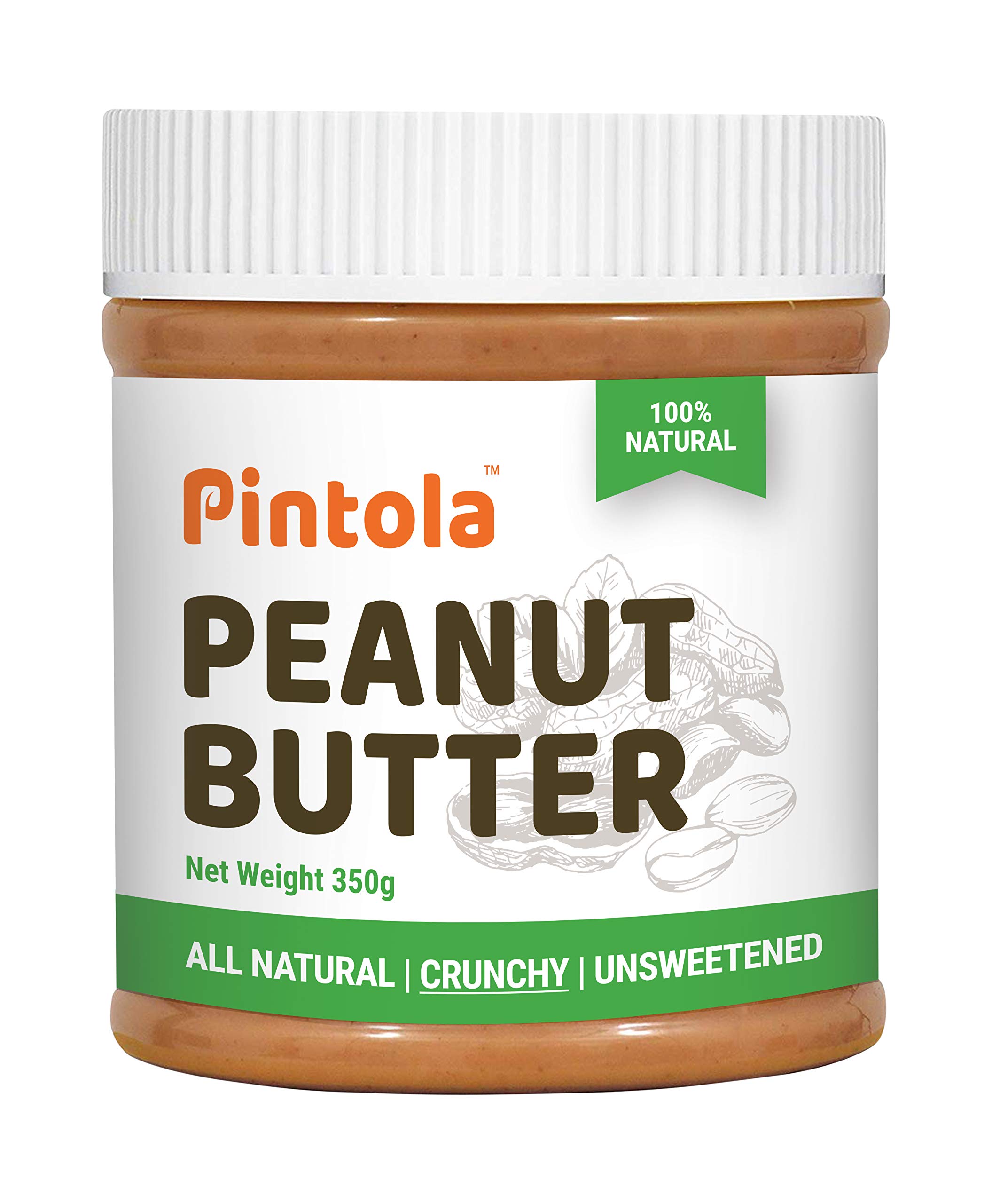 Pintola All Natural Peanut Butter (Crunchy) (350g) Unsweetened 30g