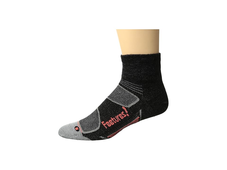 

Feetures Elite Merino+ Ultra Light Quarter 3-Pair Pack (Charcoal/Lava) Quarter Length Socks Shoes