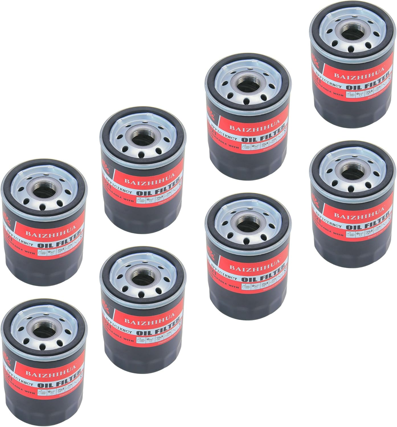 8-PACK BAIZHIHUA LF-6321 Premium 10K Miles Engine Oil Filter Replaces FL-500S, HP-2011, FL500S, AA5Z-6714-A Fits Ford 2011-2016 F-150 & Mustang 5.0L V8 Engine Buick, Cadillac, Chevrolet Vehicle Models