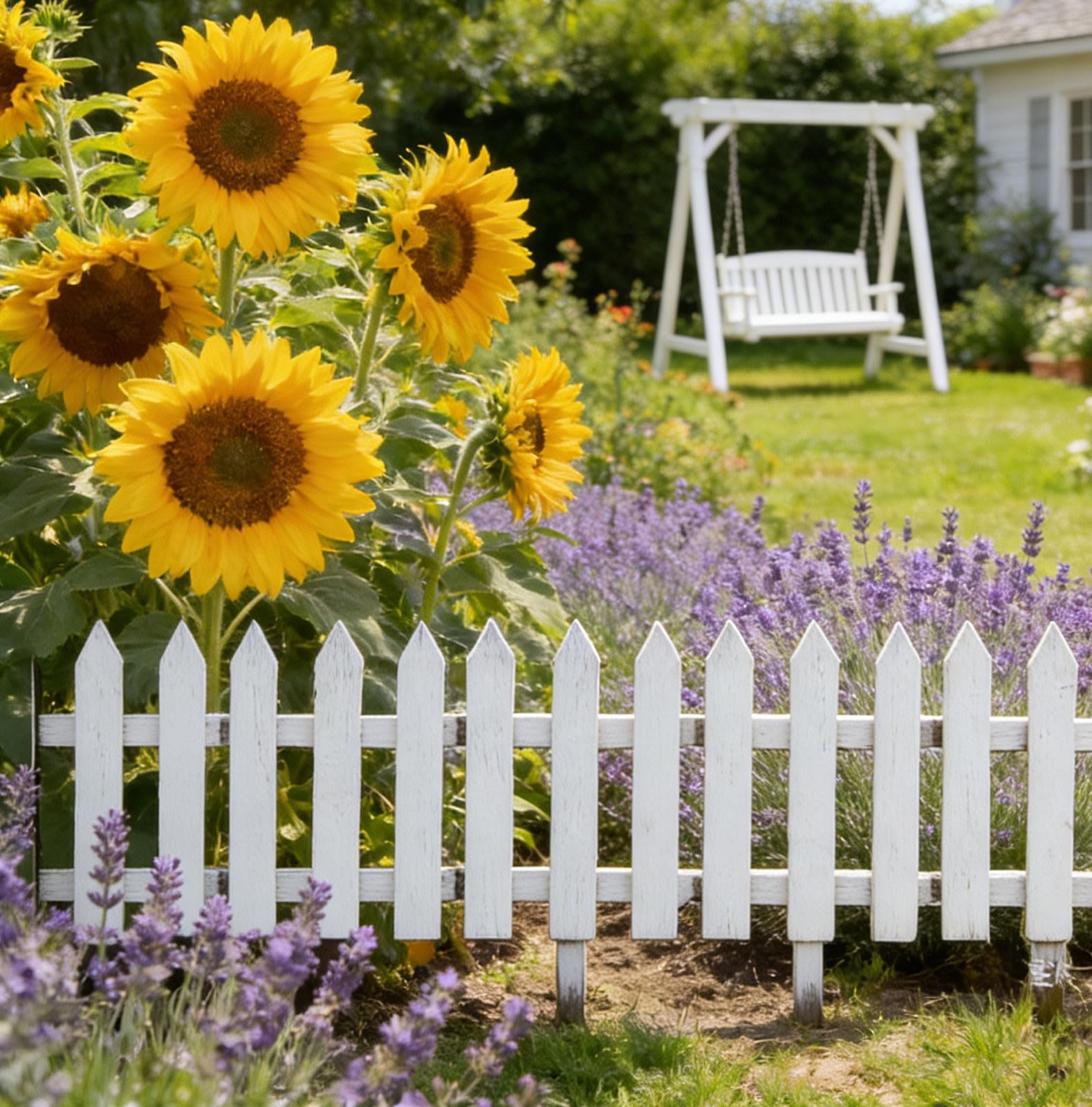 15Pcs Garden Picket Fence Black,Plastic Lawn Border Edge Fence,Garden Picket Fence Edgings,Decorative Garden Ornamental Edging,Plastic Weatherproof Border Edging for Grass Lawns (White)