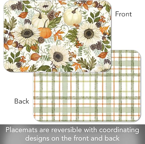 Miniatura 3 de Wipe-Clean - Juego de 2 manteles individuales reversibles de Decofoam de granja, fabricados en los Estados Unidos