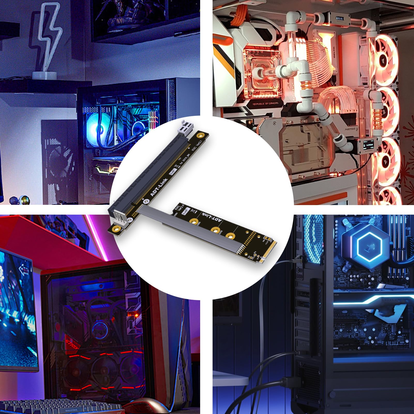 ADT-Link przedłużacz M.2 do PCI-E 4.0 X16, Adtlink M.2 do Pci, przedłużacz adaptera karty graficznej, transmisja z pełną prędkością, wygodny proces konfiguracji, 25 cm dla lepszego przepływu pracy