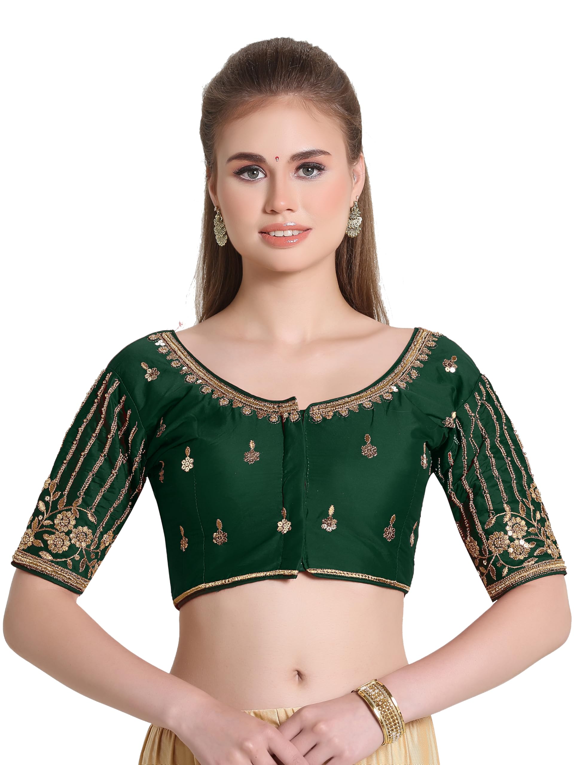 vihu fashion Women's Readymade Bridal Embroidery Blouse Multi Coding maggam Work moti Work Indian Ethnic Designer Stitched Readymade Saree Half Sleeve Blouse for Women for Saree Lehenga Choli-picture-51